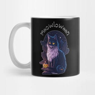 Meowloween Black Cat & Pumpkin - Happy Halloween! Mug